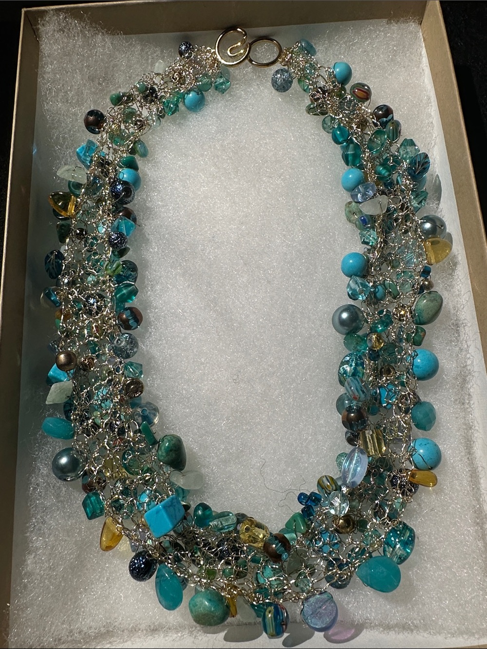 Turquoise Multi-Bead Statement Necklace - Women Jewelry - Picture 2 of 5